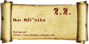 Nun Mónika névjegykártya