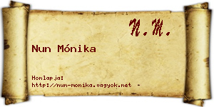 Nun Mónika névjegykártya